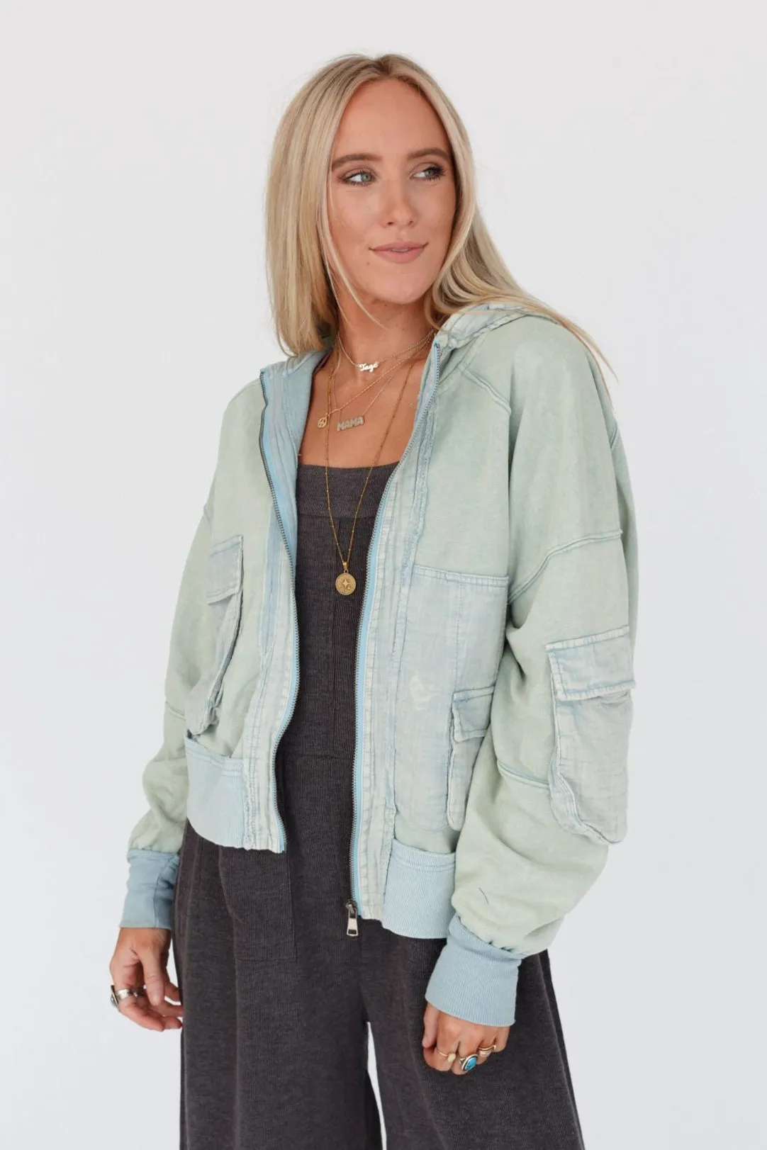 Adventure Awaits Hooded Jacket - Washed Blue