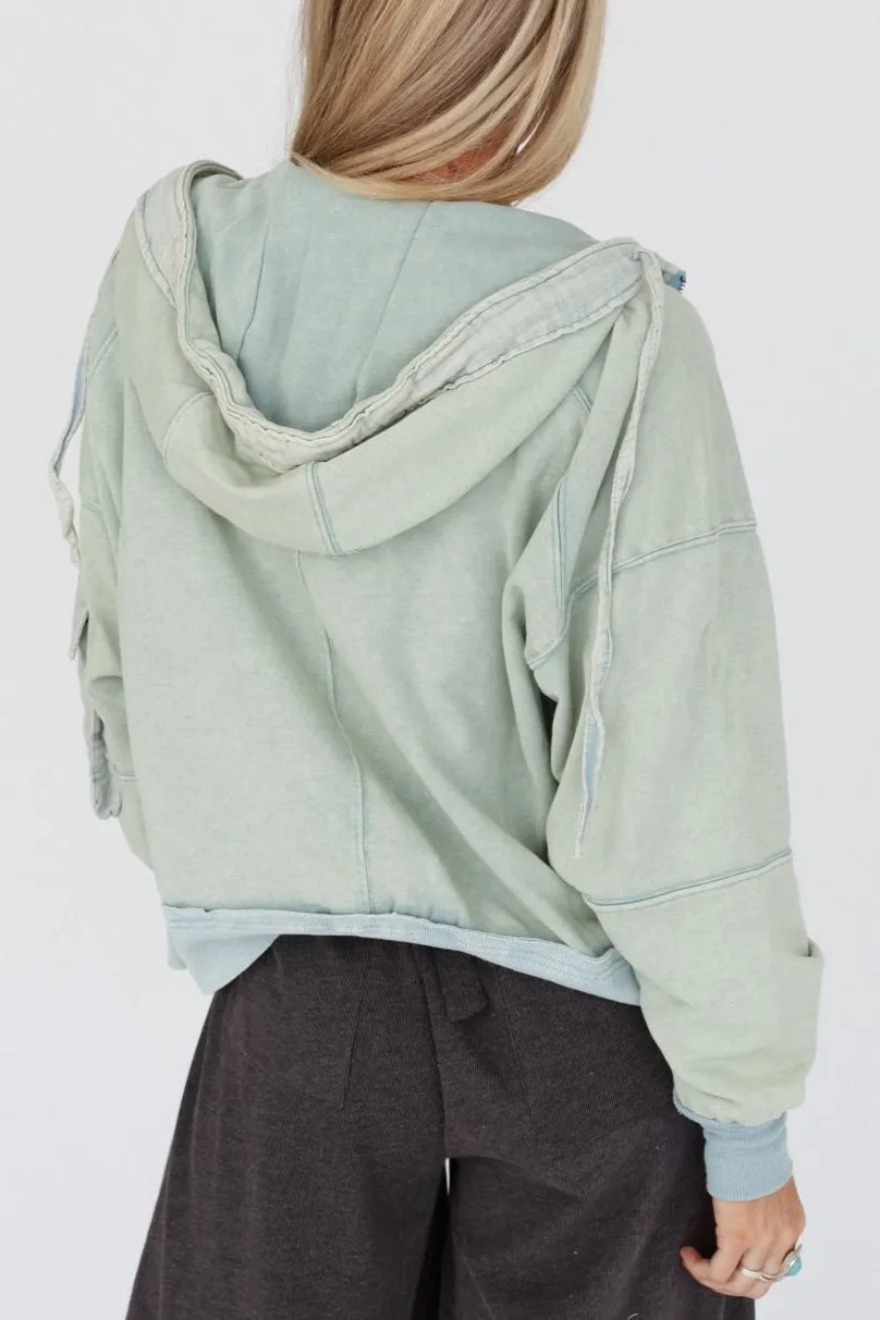 Adventure Awaits Hooded Jacket - Washed Blue