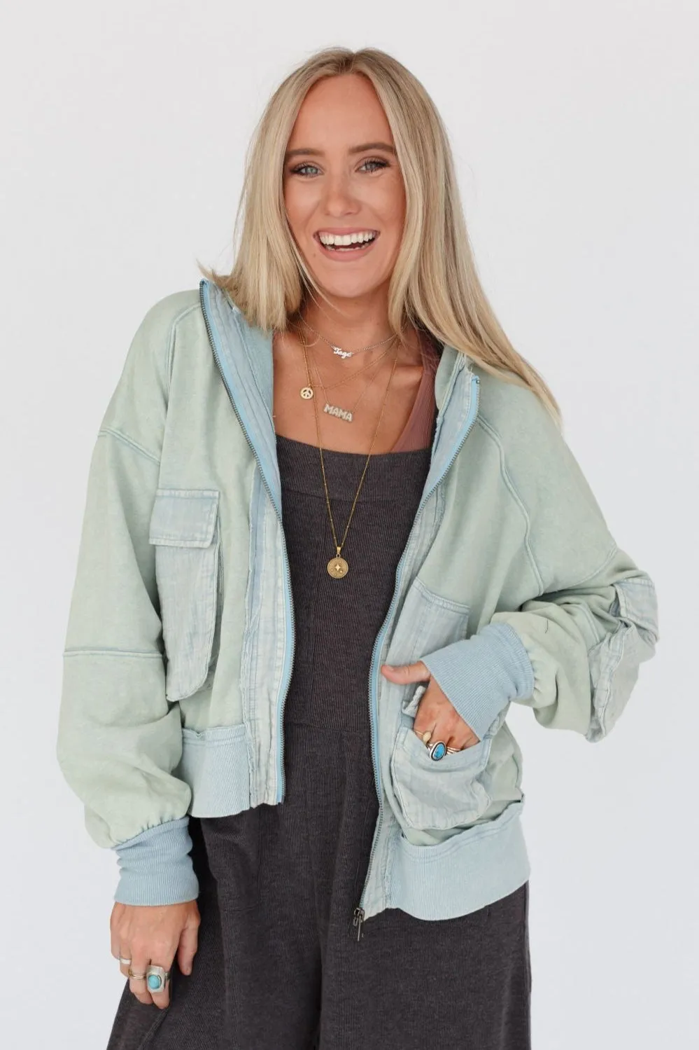 Adventure Awaits Hooded Jacket - Washed Blue