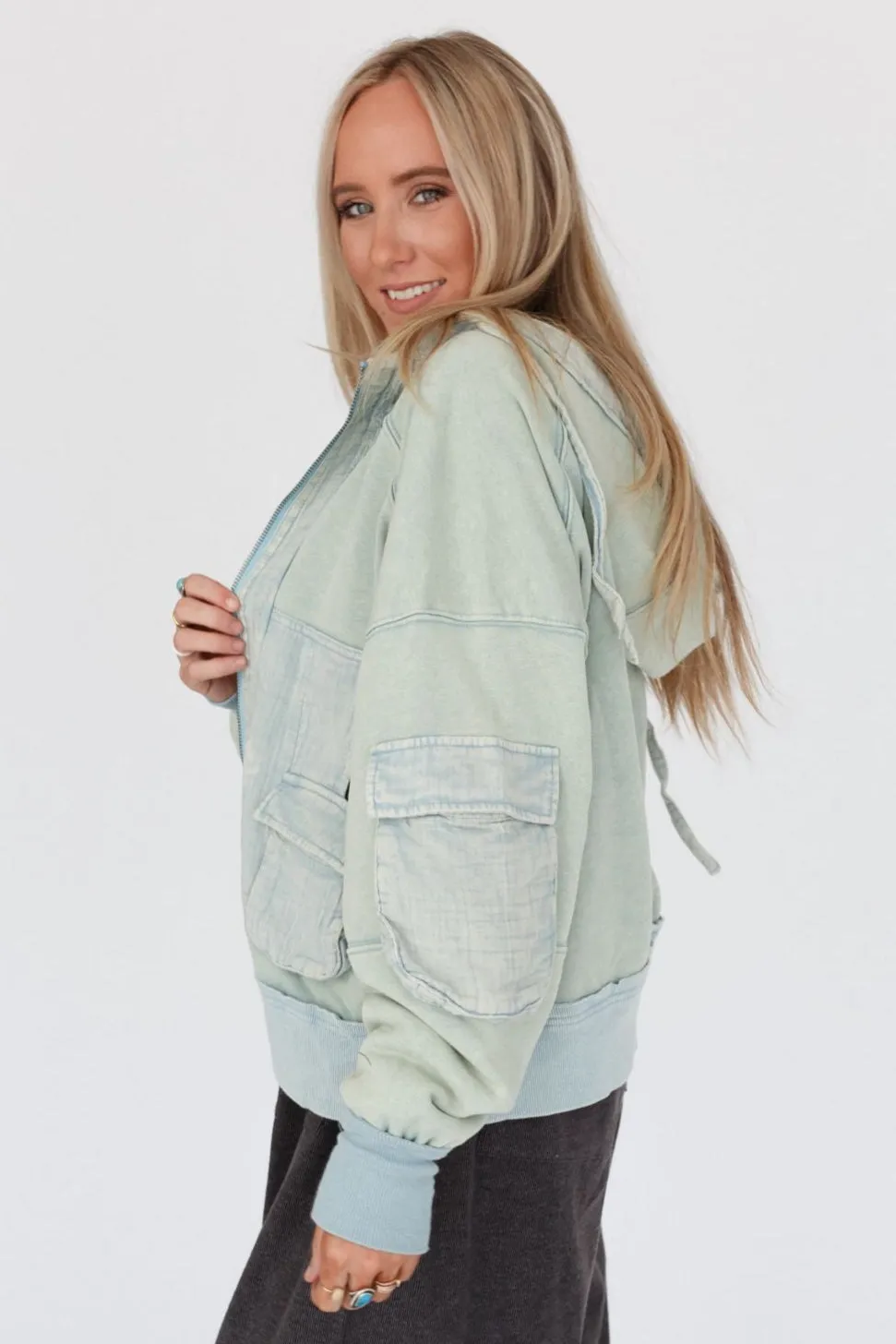 Adventure Awaits Hooded Jacket - Washed Blue