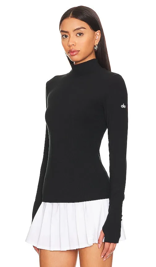 alo Wellness Ribbed Long Sleeve in Black