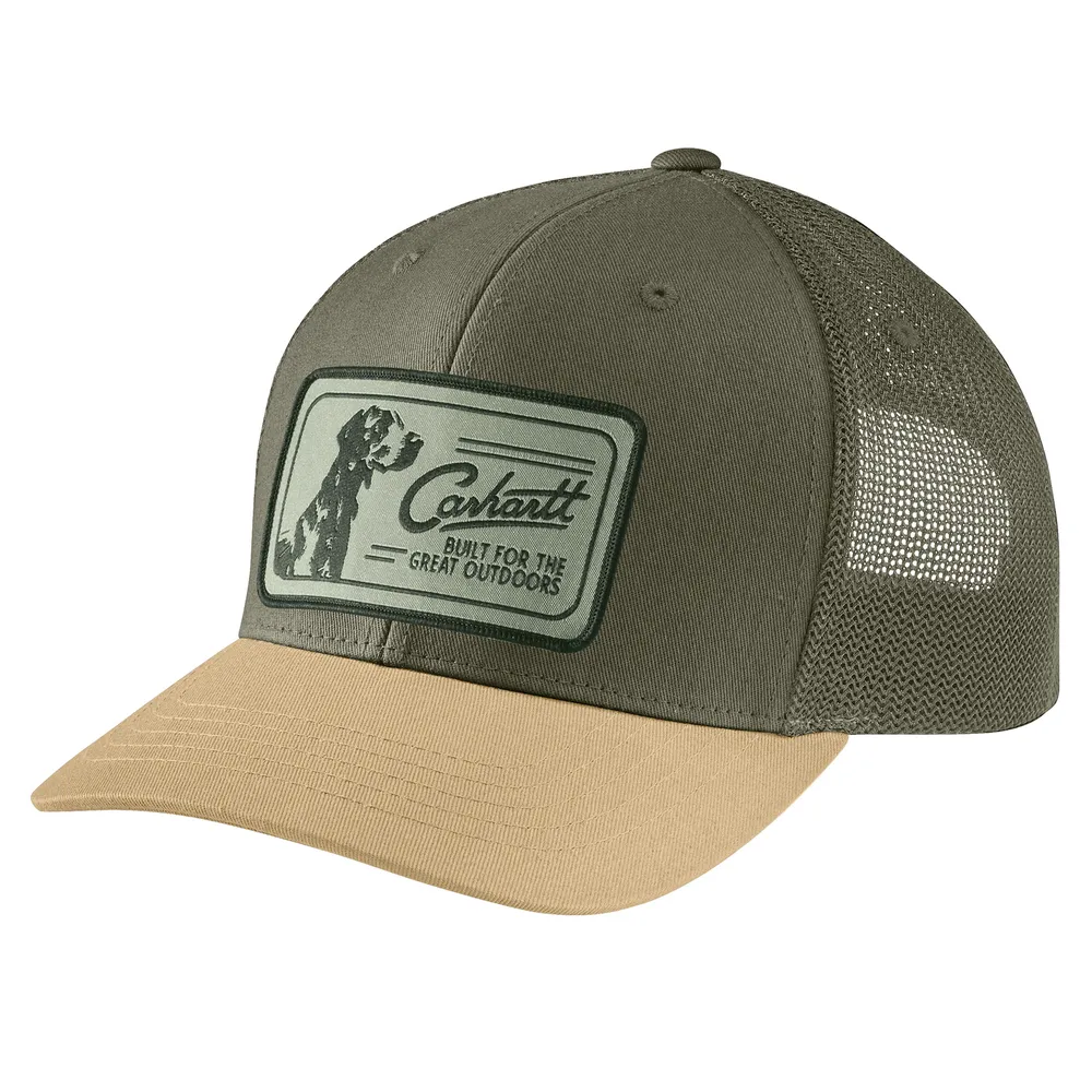 Canvas Mesh-Back Dog Patch Cap - DOV-Dusty Olive | Carhartt 106913