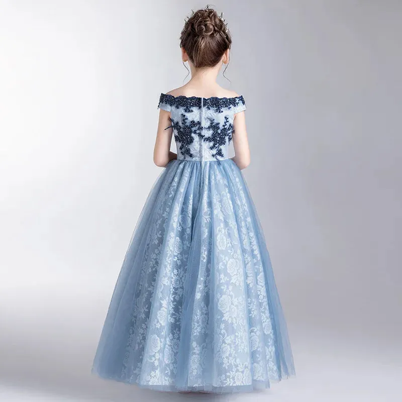 Child Girl's Elegant Long Luxury Party Gowns