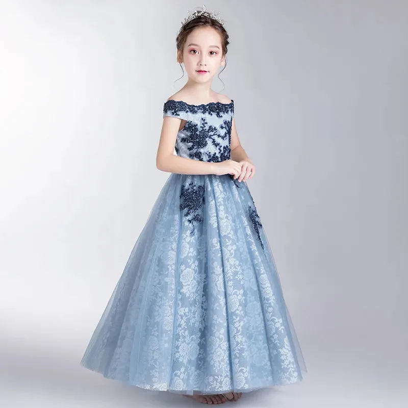 Child Girl's Elegant Long Luxury Party Gowns