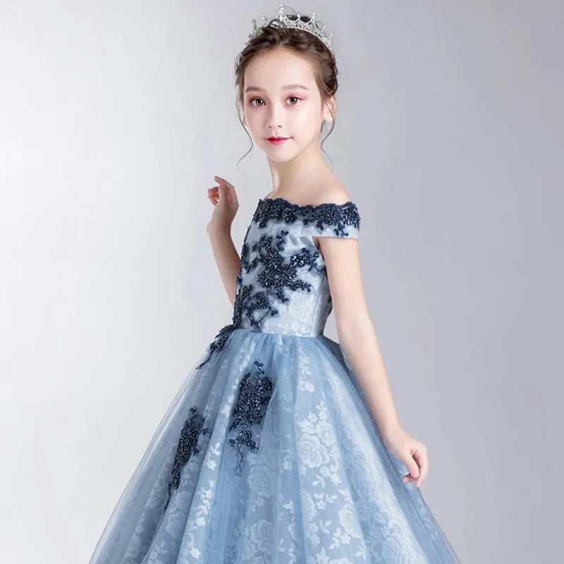 Child Girl's Elegant Long Luxury Party Gowns
