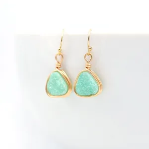 Druzy Earrings in Spring Mint