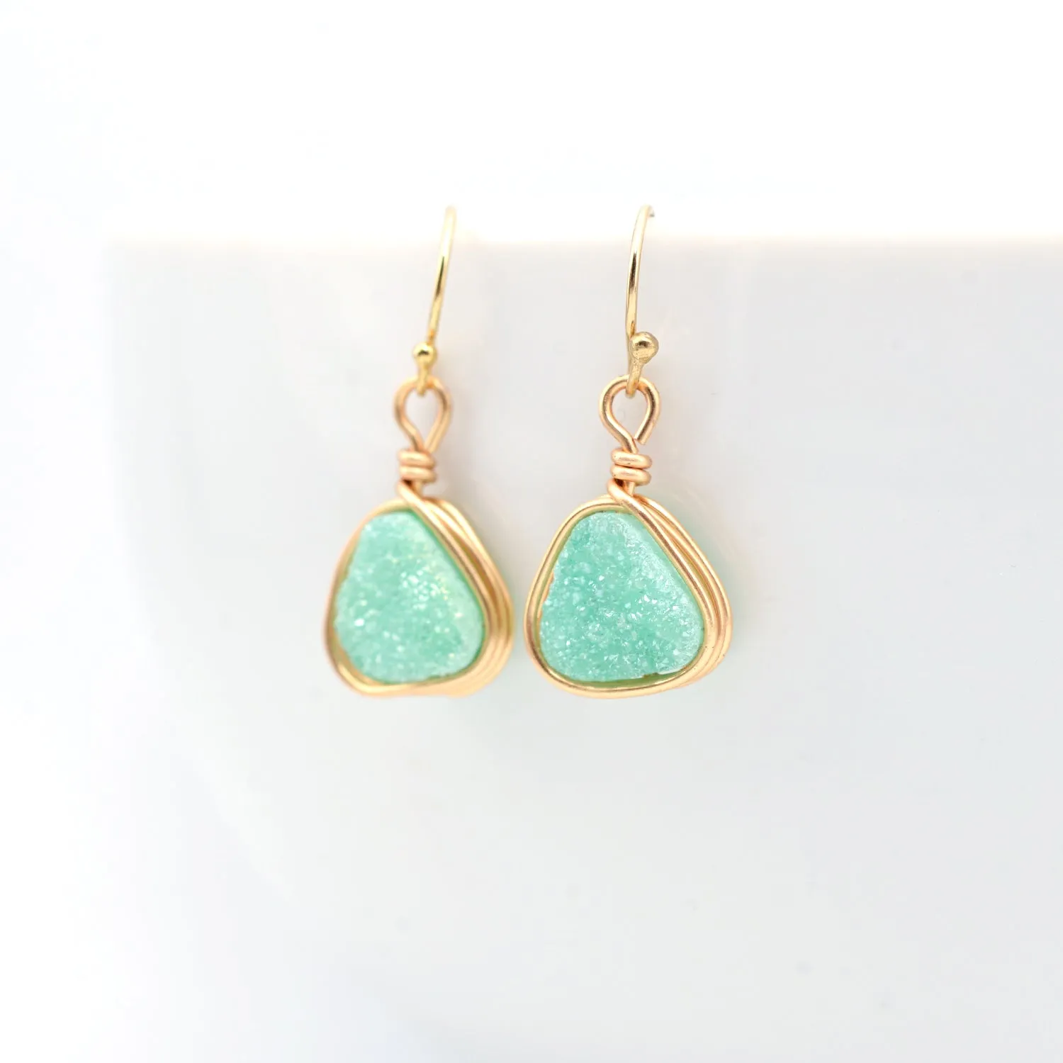 Druzy Earrings in Spring Mint