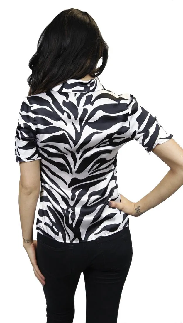 Faith Connexion Zebra Print Silk Button-down