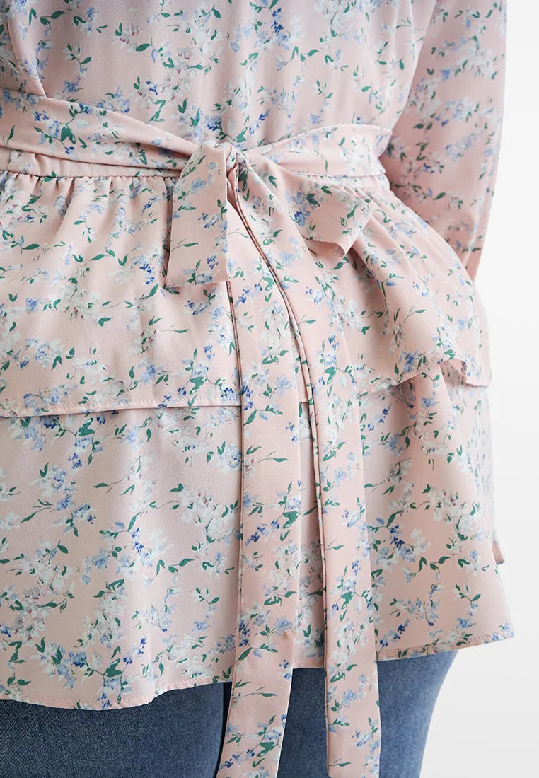 Oliana Tropical Escape Floral Peplum Top