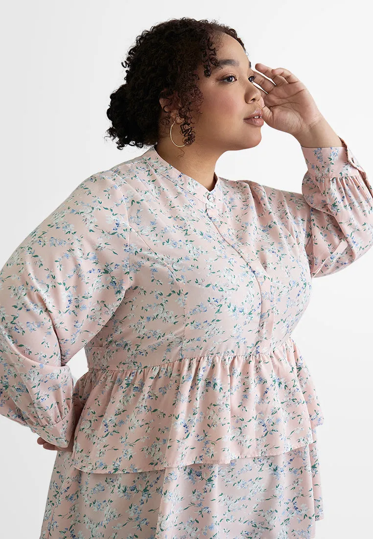 Oliana Tropical Escape Floral Peplum Top