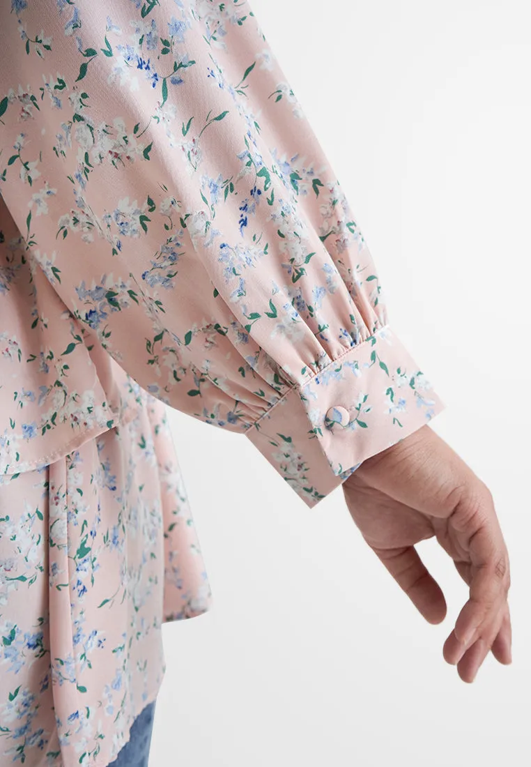 Oliana Tropical Escape Floral Peplum Top