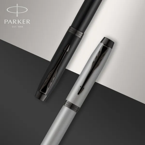 Parker IM Dark Espresso Chrome Trim Rollerball & Fountain Pen Set