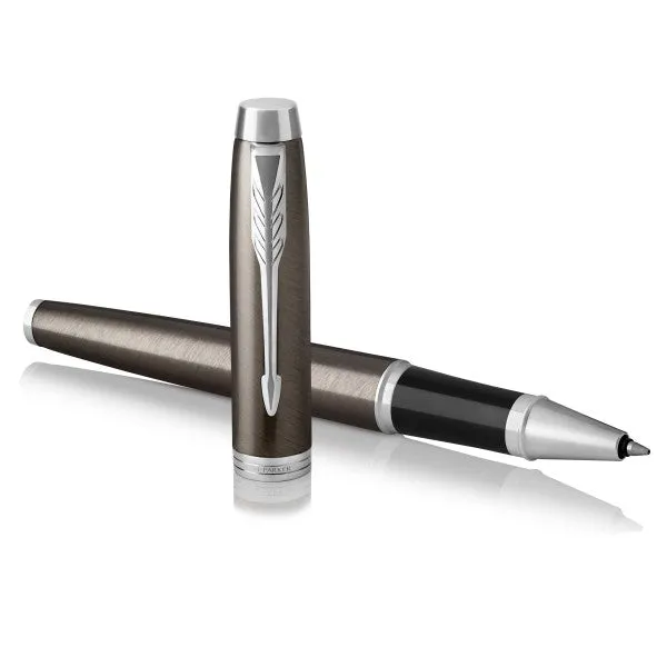 Parker IM Dark Espresso Chrome Trim Rollerball & Fountain Pen Set
