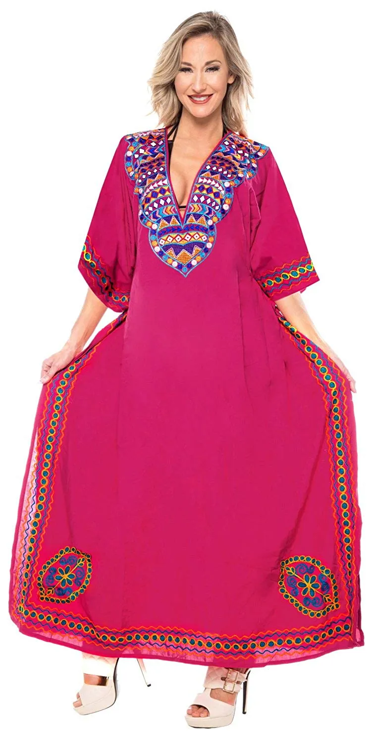 Women's Long Beach Casual Dress Rayon Swimwear Swimsuit Kimono Cover up Kaftan